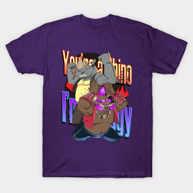 Your a Rhino, I'm a piggy! T-Shirt by Niall Byrne